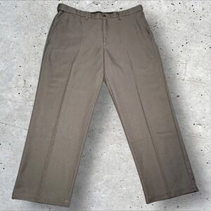 Haggar Men's Dress Pants Brown 38x29 Flat Front Slacks